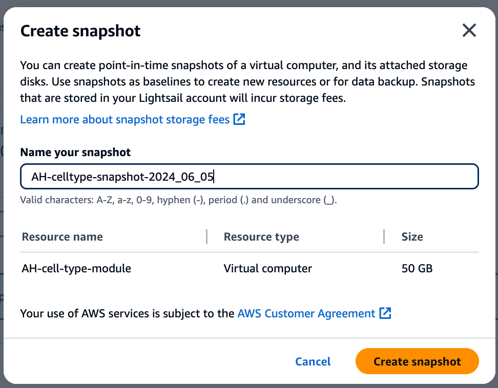 Create snapshot